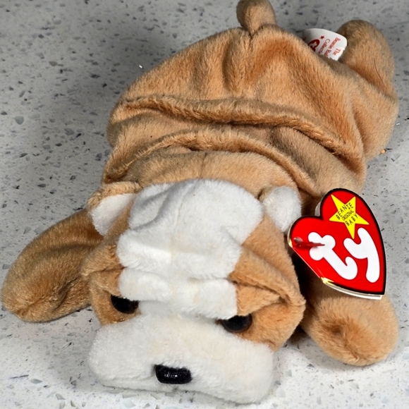 Ty Other - Ty - Wrinkles - Brown and White Dog Plush Toy